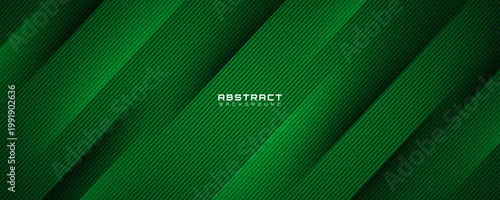 3D green abstract background overlap layer on dark space with diagonal lines effect decoration. Modern graphic design element cutout style concept for web banner, art, flyer, card, or brochure cover