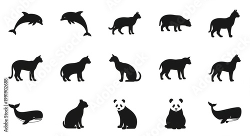 Collection of Animal Silhouettes Vector Art.