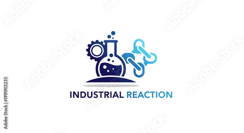 Industrial Reaction Logo Depicting Science and Technology Concepts.