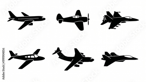 set of airplane  icon vector background