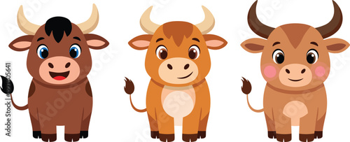 Cute Cartoon Cow Trio Illustration Set for Farm and Animal-Themed Designs