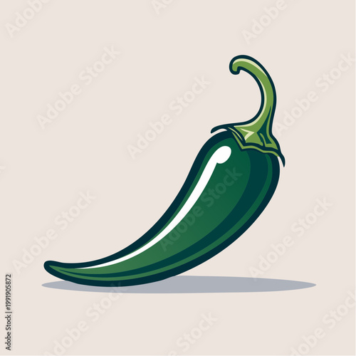 Green Jalapeño Pepper Illustration