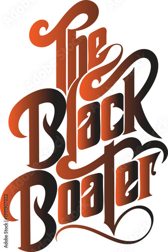 The Black Boater vintage lettering retro script font design for apparel and branding isolated on white background