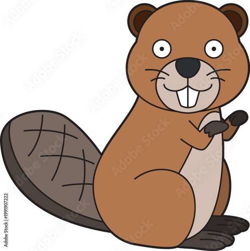 Cute cartoon vector illustration of a beaver isolated on white background