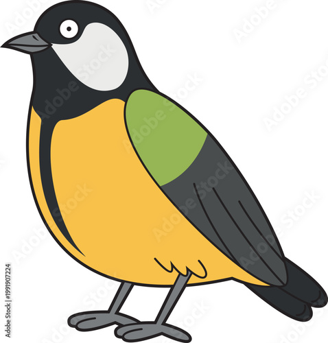 Cute cartoon vector illustration of a forest bird isolated on white background