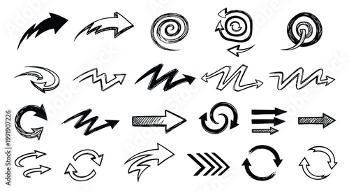 Arrow icons, direction symbols, navigation elements, vector graphics