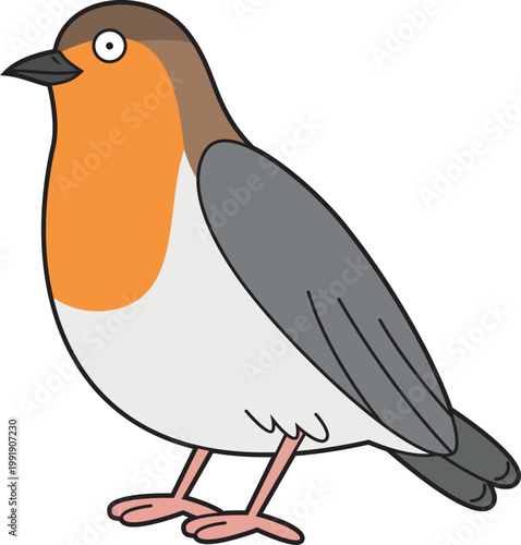 Cute cartoon vector illustration of a forest bird isolated on white background