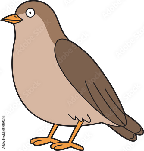 Cute cartoon vector illustration of a forest bird isolated on white background