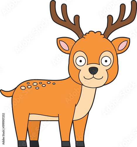 Cute cartoon vector illustration of a deer isolated on white background