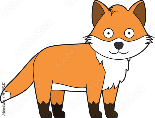 Cute cartoon vector illustration of a fox isolated on white background