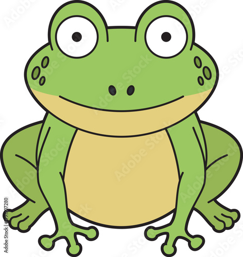 Cute cartoon vector illustration of a frog isolated on white background