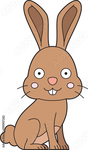 Cute cartoon vector illustration of a hare isolated on white background