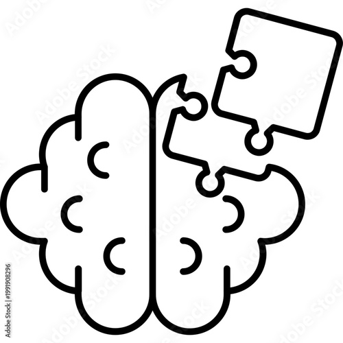 Brain Puzzle Outline Icon