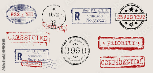 Grunge rubber stamp ink for document seal, vintage  aesthetic stamp