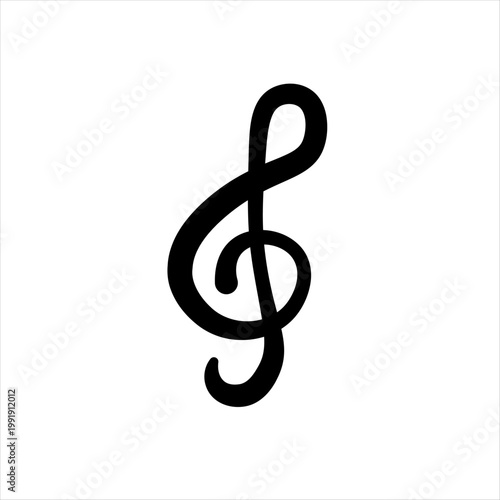 Treble clef music symbol flat black on white minimal icon.