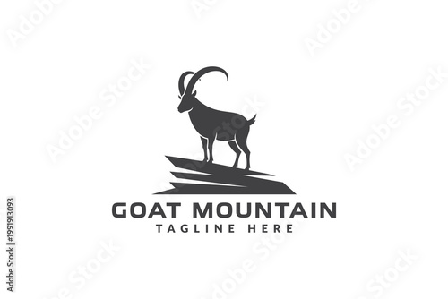 goat mountain logo icon vector illustration