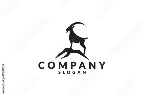 goat mountain logo icon vector illustration