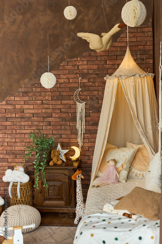Cozy Childrens Bedroom with Canopy and Toys