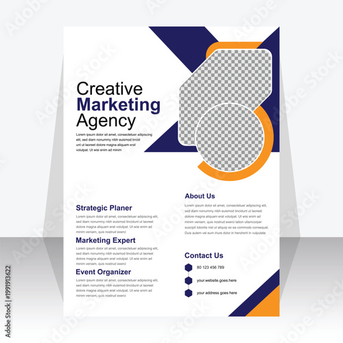 Modern Navy Orange Marketing Flyer