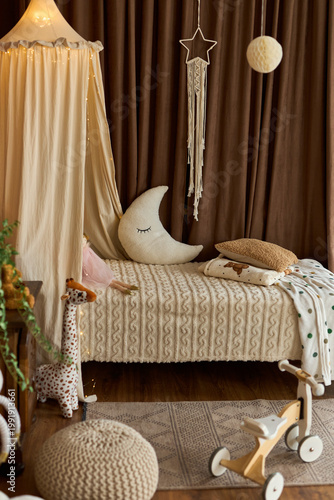 Cozy Childrens Bedroom with Canopy and Toys