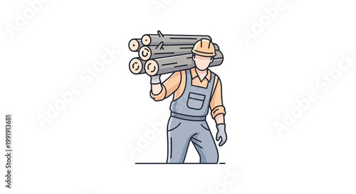 Man carrying heavy metal pipes.