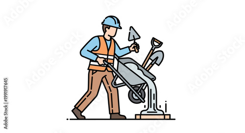 Man in hard hat working construction.