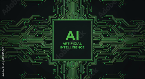 Artificial intelligence AI technology circuit board background with high tech