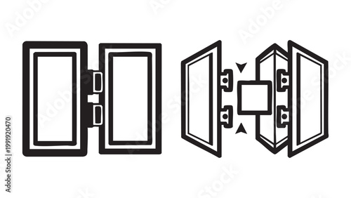 A set of doors opening to reveal a hidden compartment