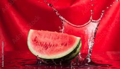 Dynamic Red Liquid Splash from Fresh Fruit Slice, Vibrant Juice Burst Macro Isolated on White Background