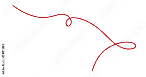 Red thread with simple thin line and doodle style. Minimal vector illustration