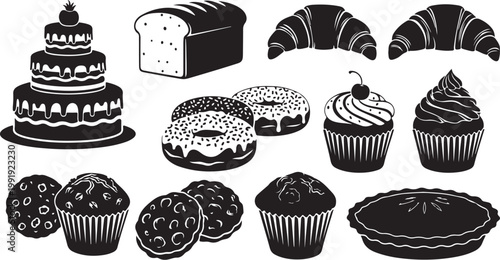 Variety of Desserts and Baked Goods Illustrations
