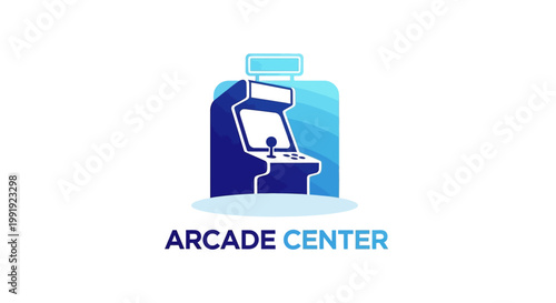 Modern Arcade Center Logo Design with Blue and White Colors.
