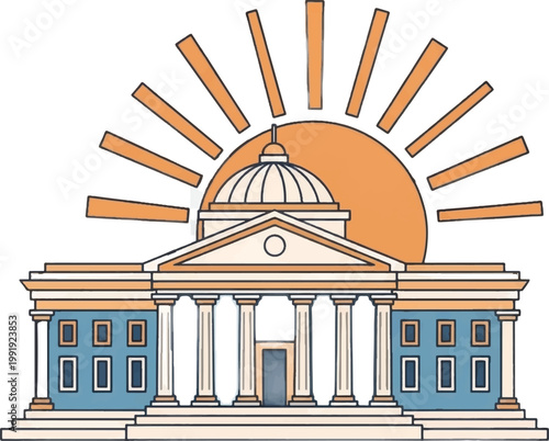 Government building icon, government architecture, civic building, vector illustration
