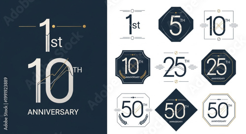 Anniversary Number Icons and Graphics Collection.