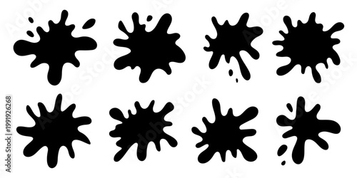 Water or milk puddle splash frame with organic blob shapes and fluid edge vector illustration set. Ideal for milk or paint spill designs with abstract wavy borders and stains.