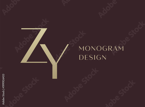 ZY letter logo icon design. Classic style luxury initials monogram.