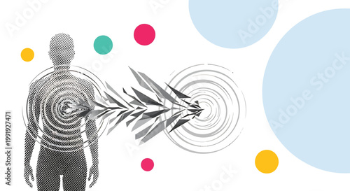 Human body, abstract pain, back pain, spine, medical vector illustration, health