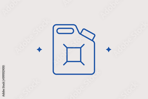 Fuel canister jerrycan line icon for spare gasoline storage and emergency refueling. Essential Vector Illustration for road trip preparation checklists and petrol station retail banners.