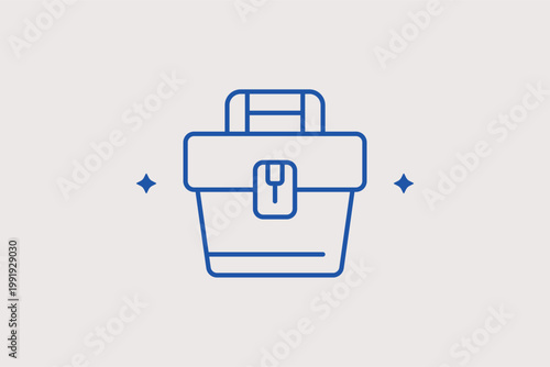 Portable tool box line icon for mechanic equipment storage and mobile repair services. Practical Vector Illustration for hardware store websites and home maintenance blog headers.