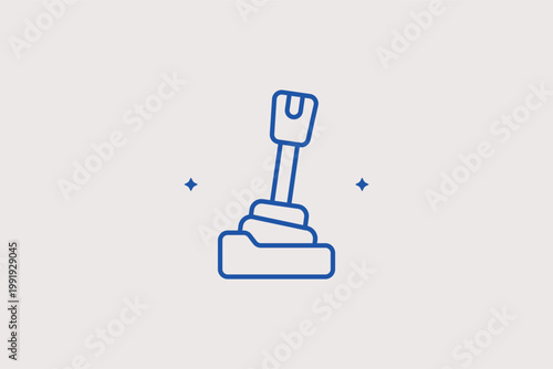 Manual gear stick line icon for classic transmission control and driving engagement. Tactile Vector Illustration for vintage car enthusiast sites and driver training materials.