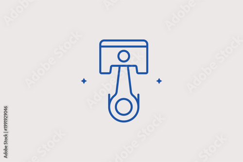 Engine piston assembly line icon for internal combustion components and mechanical power. Detailed Vector Illustration for engineering textbooks and high-performance engine building blogs.
