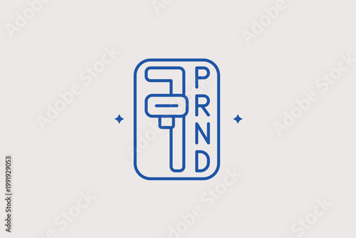 Automatic transmission lever line icon for gear selection and modern vehicle controls. Sleek Vector Illustration for car review blogs and interior design brochures.