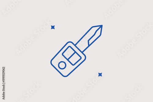 Remote car key fob line icon for keyless entry systems and vehicle security access. Modern Vector Illustration for car rental apps and locksmith service advertising.