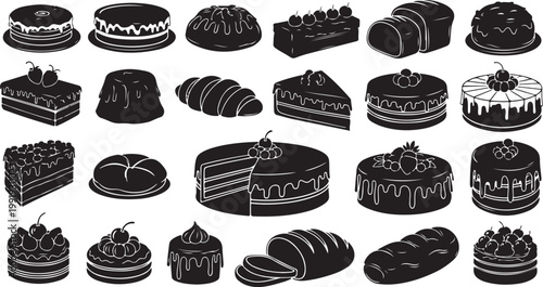 Variety of Desserts and Sweets Illustrations Collection