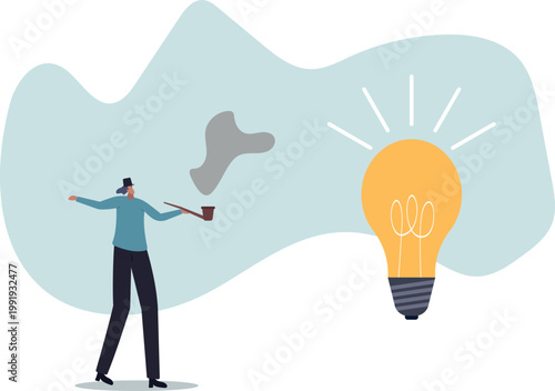 Finding idea, solution or search for new opportunity, discover new invention idea, creativity, innovation or curiosity.human life and situation.