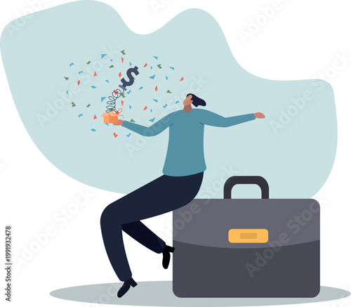 Surprise money or reward, bonus or salary raise, investment profit, dividend or high return stock, lucky giveaway or winning prize.human life and situation.