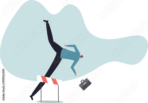 Business failure, mistake or cannot overcome difficulty or obstacle, problem or underperform employee .human life and situation.