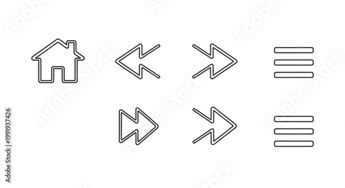 Collection of simple hand drawn navigation icons for user interface design.
