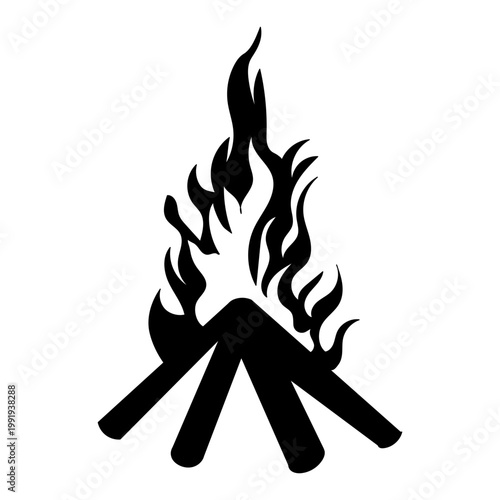 silhouette of a burning fire, vector