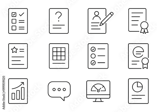 Business document icons displayed in grid layout